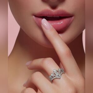 Crown tiara ring Sterling Silver CZ size 6 🆕 Quinceanera Gift